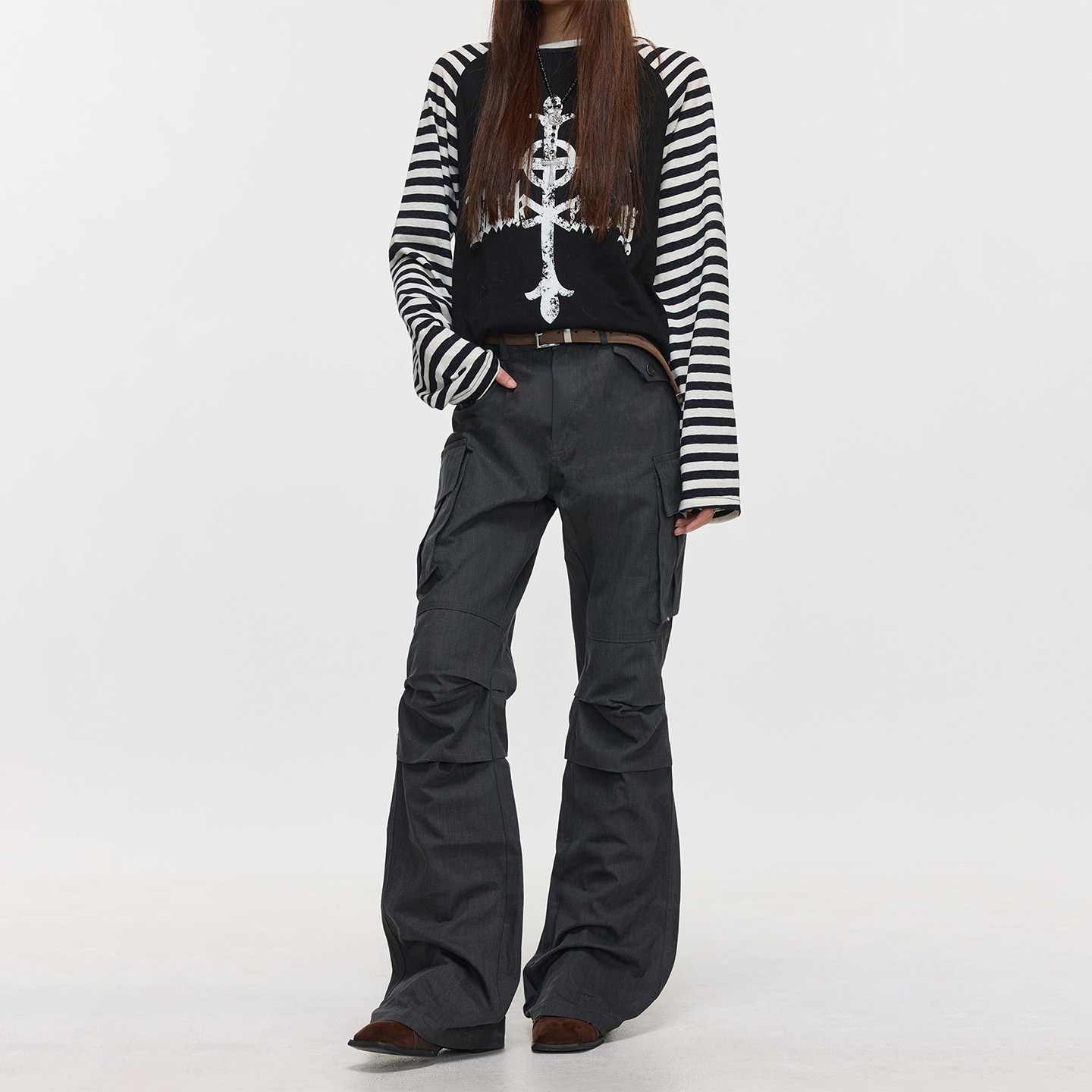 BTSG美式复古Vibe褶皱微喇工装裤小众设计感多口袋修身显高休闲裤,男装,时尚工装裤,淘宝优惠券,粉丝福利购,淘宝优惠卷