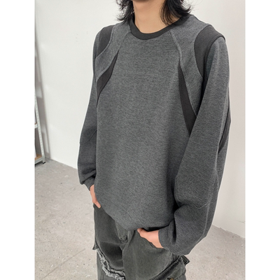 BTSG美式复古拼接假两件卫衣