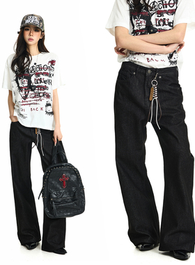 BTSG（配挂饰）赤耳窄幅12oz丹宁原牛裤不褪色微喇直筒A字牛仔裤