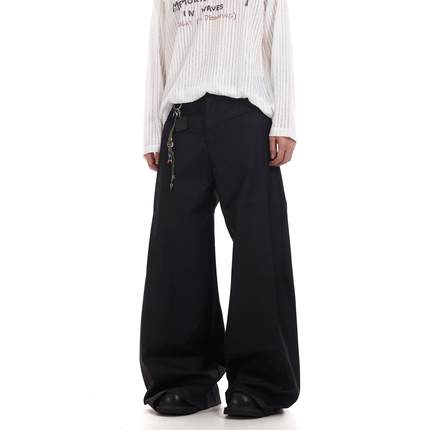 BTSG简约高级感通勤黑色弯刀西裤美式Cleanfit宽松阔腿拖地休闲裤