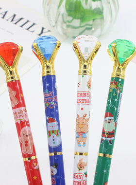 圣诞节文具礼物学生创意礼品钻石头旋转式圆珠笔可爱转动原子笔蓝