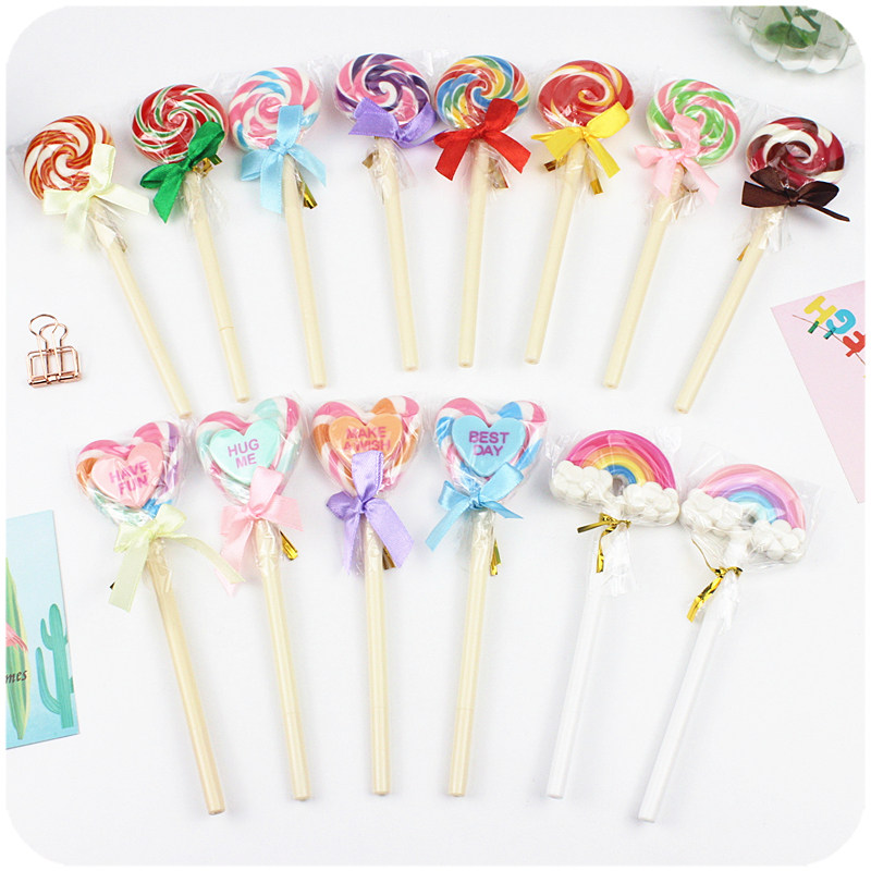 儿童学习礼品 韩国创意文具逼真糖果棒棒糖圆珠笔彩虹笔 学生奖品