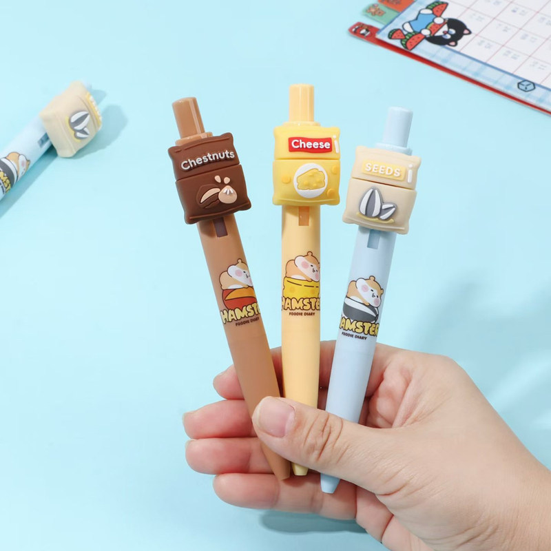 可奇家按动式ins风创意中性笔超萌趣味鼠鼠吃货日记惊喜笔0.5水笔图片
