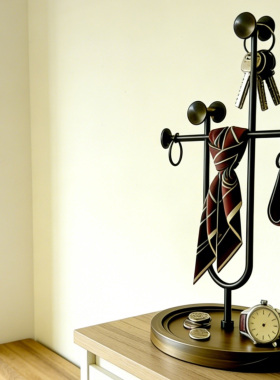 实木装饰摆件置物架玄关钥匙收纳挂架桌面首饰架饰品托盘展示架子