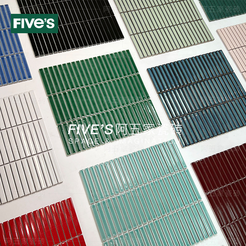 细长条形窑变筷子砖陶瓷马赛克餐厅吧台柱子弧形背景墙砖浴室瓷砖