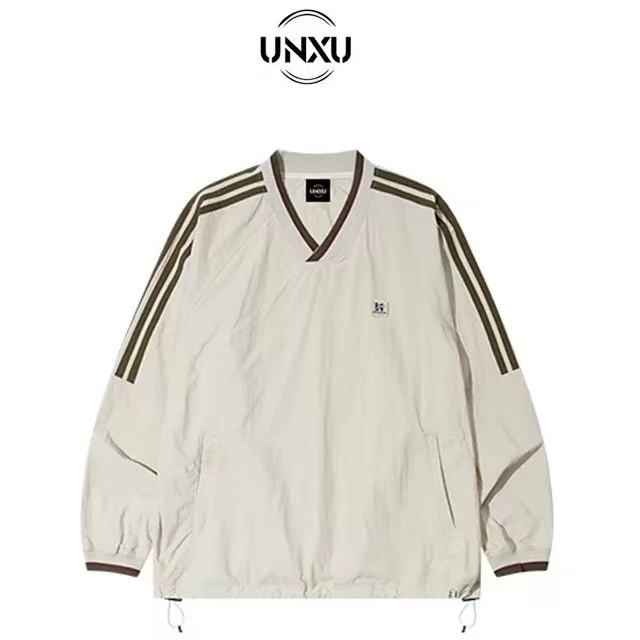 UNXU长袖v领套头宽松情侣卫衣女