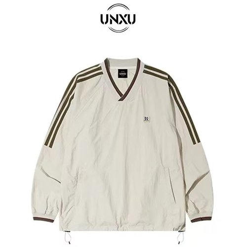 UNXU长袖v领套头宽松情侣卫衣女