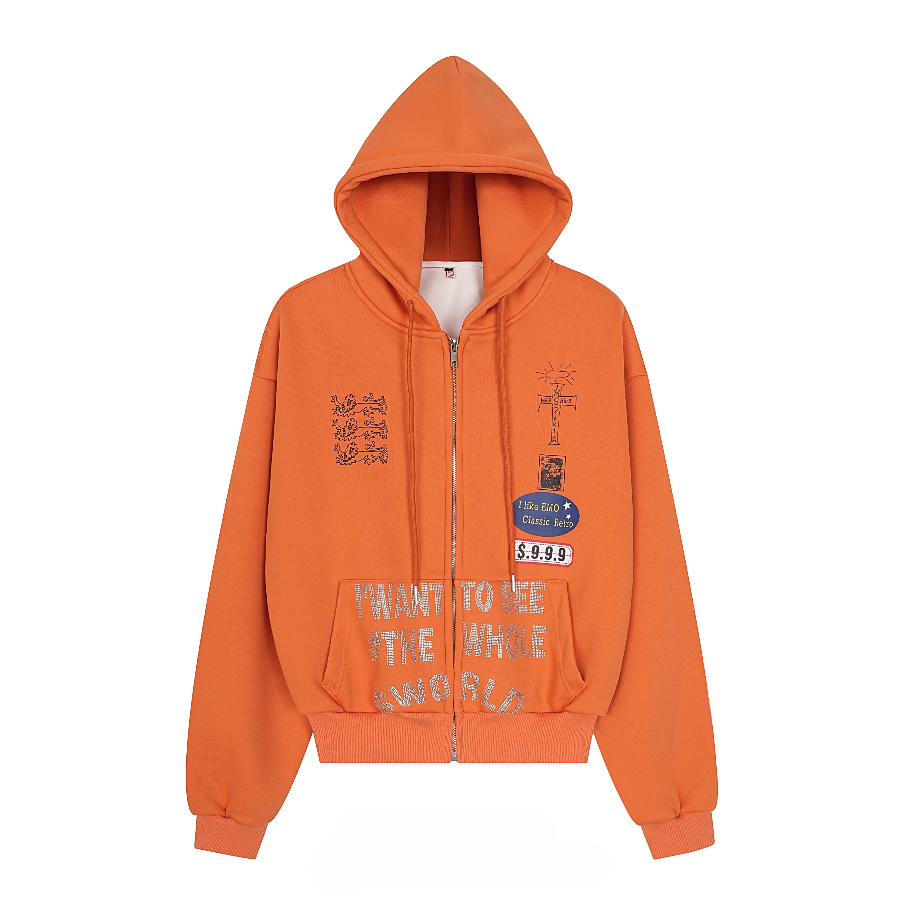 UNXU美式设计感亮片字母加绒连帽卫衣男女秋冬宽松休闲百搭外套潮,男装,卫衣,淘宝优惠券,粉丝福利购,淘宝优惠卷