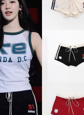 UNXU潮牌宁艺卓同款运动短裤女休闲瑜伽健身三分裤美式辣妹热裤潮