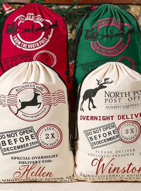 Christmas Santa Bag 定制名字大号圣诞老人袋圣诞礼物袋圣诞装饰