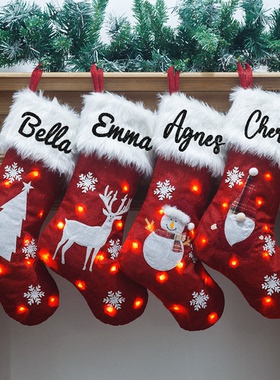 定制带灯圣诞袜圣诞节礼物袋平安夜圣诞礼物 christmas Stocking