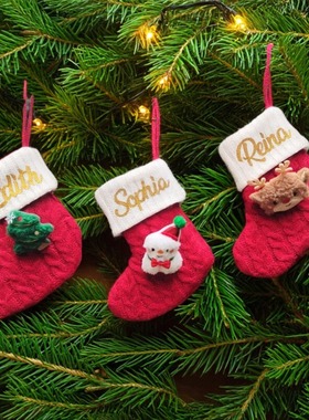 Christmas Stocking 定制名字圣诞节袜子圣诞礼物袋圣诞树装饰品