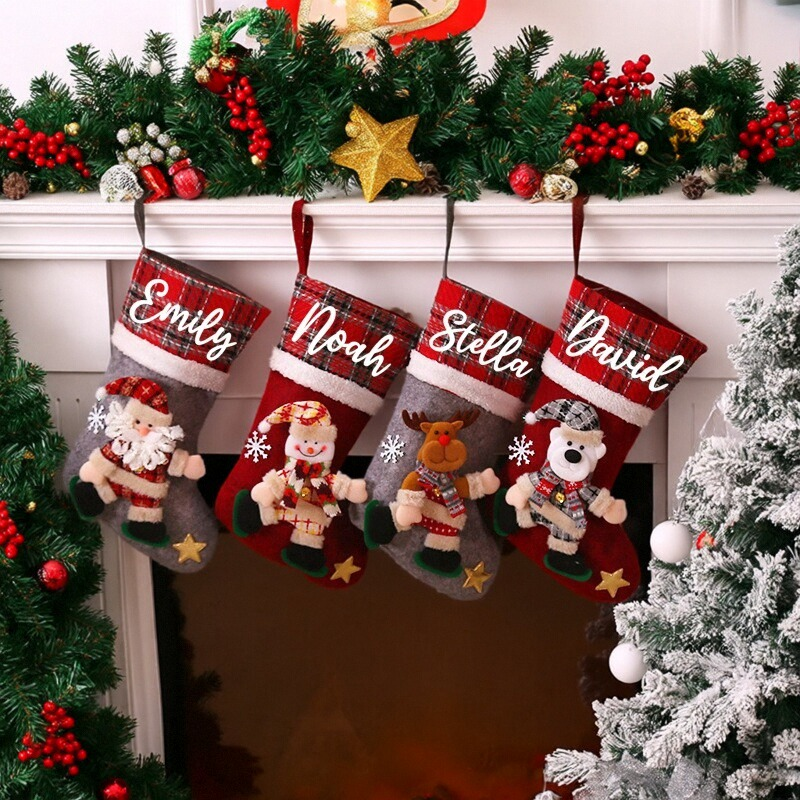 Christmas gift定制名字圣诞袜儿童圣诞礼物糖果礼物袋挂件装饰品