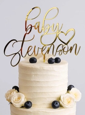 Baby Name CakeTopper定制名字宝宝蛋糕插牌性别揭晓派对装饰道具