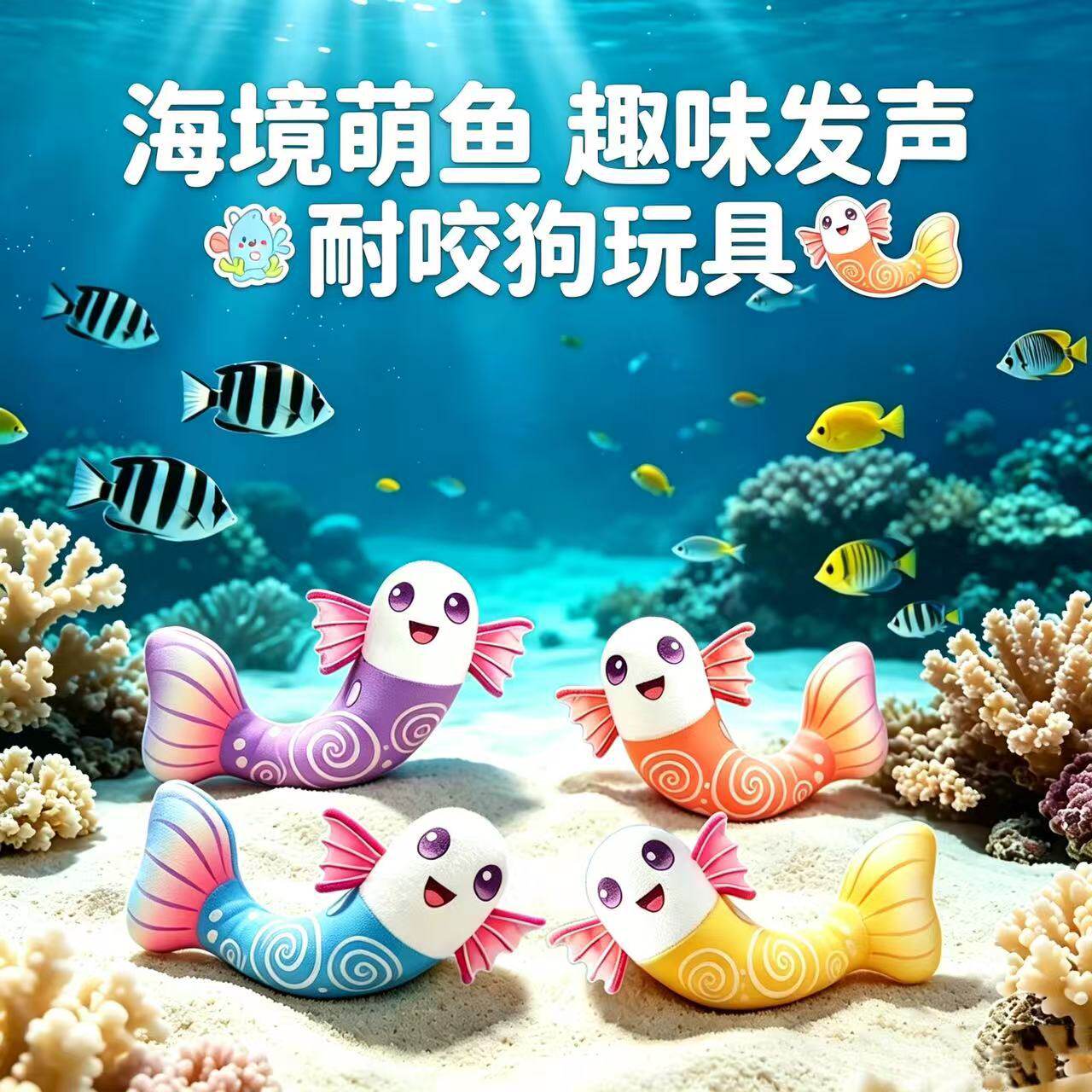 狗狗玩具耐咬磨牙毛绒仿真鱼犬小狗发声自嗨解闷小型犬宠物狗用品