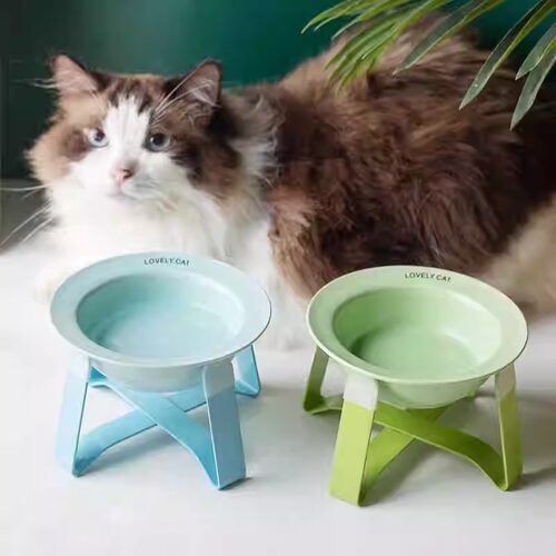 猫碗陶瓷韩国bd同款飞碟饮水湿粮碗防黑下巴狗碗铁架高脚宠物碗