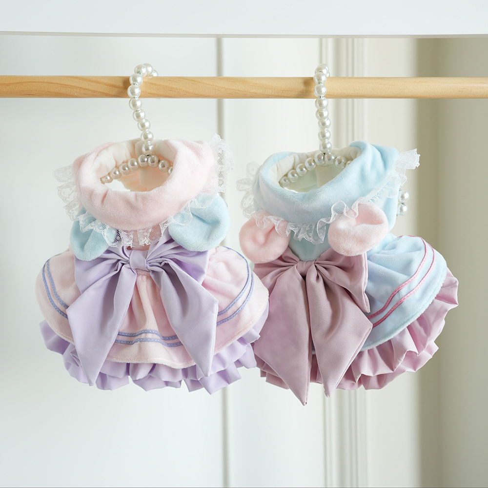 棒棒糖25秋冬新款美少女裙中小型犬衣猫咪过冬衣可爱两脚公主礼服