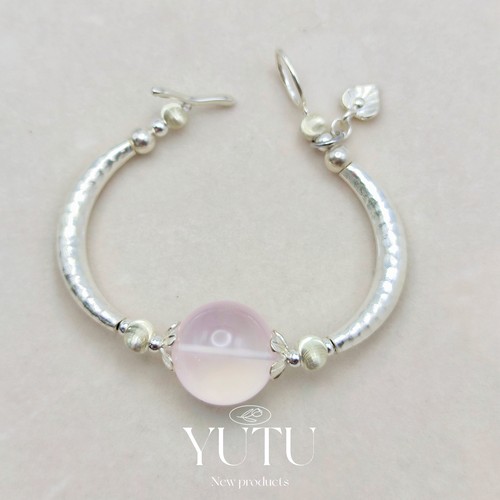 S925银天然粉水晶手链女时尚轻奢个性气质简约百搭