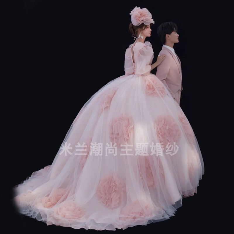 Fuchsia clothing suitable for photo sessions, wedding dress for beloved, 2021 collection, flowered, tulle Fuchsia clothing suitable for photo sessions, wedding dress for beloved, 2021 collection, flowered, tulle