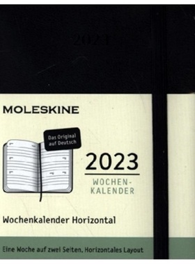 预订【德语】 Moleskine 12 Monate Wochenkalender Deutsch 2023, Pocket/A6, Schwarz[8056598851625]