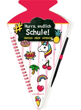 预订【德语】 Schultüten-Kratzelbuch - Funny Patches - Hurra, endlich Schule! (pink)[4050003949475]