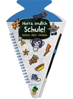 预订【德语】 Schultüten-Kratzelbuch - Funny Patches - Hurra, endlich Schule! (blau)[4050003949482]