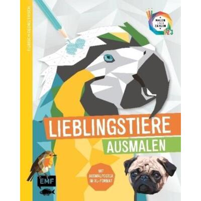 预订不退不换德语 Tierisch geometrisch - Malen nach Zahlen: Lieblingstiere ausmalen:Mit Ausmalposter