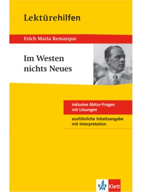 预订不退不换德语 Klett Lektürehilfen Erich Maria Remarque, Im Westen nichts Neues[9783129230879]