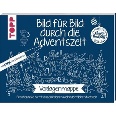 预订【德语】Vorlagenmappe Bild für Bild durch die Adventszeit, m. Kreul-Kreidemarker:Fenste