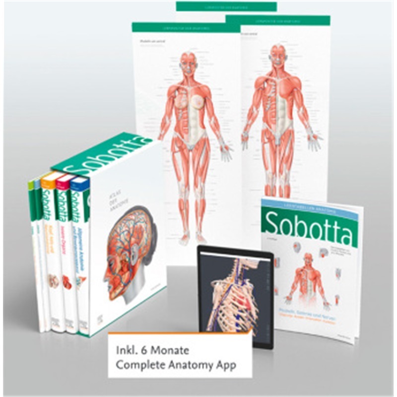 预订【德语】Sobotta Atlas der Anatomie, 3 Bande + Lerntabellen + Poster Collection im Schube[9783437441707]