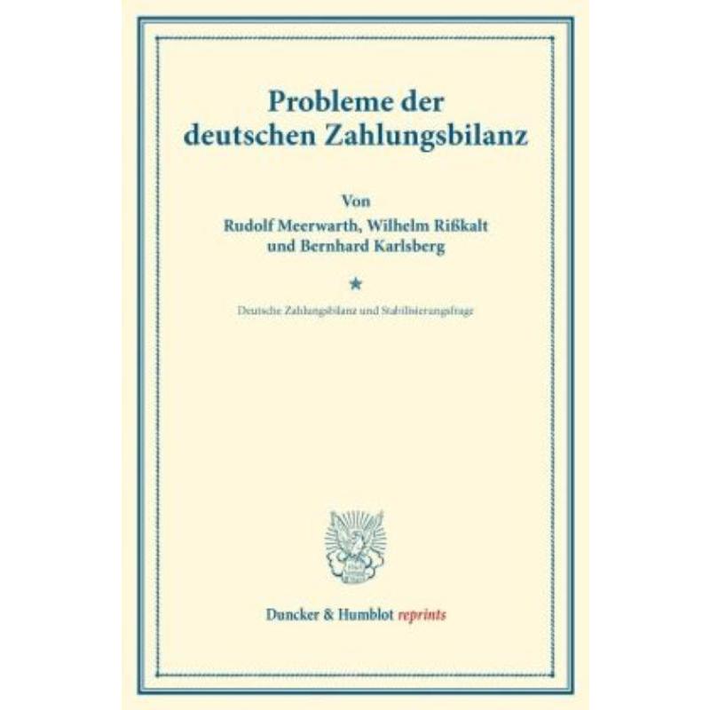 预订【德语】 Probleme der deutschen Zahlungsbilanz.:Er