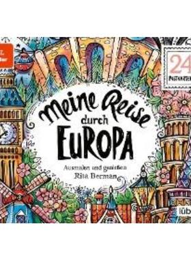预订【德语】 Meine Reise durch Europa:Ausmalen und genießen. 24 Postkarten