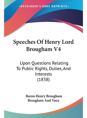 按需印刷Speeches Of Henry Lord Brougham V4[9781437154276]