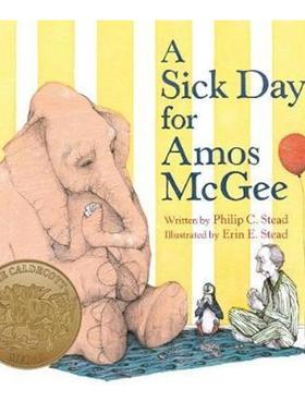 英文原版绘本 A Sick Day for Amos McGee 阿莫的生病日 Philip C. Stead爱与关怀 儿童启蒙纸板书 亲子阅读睡前晚安故事绘本3-6岁