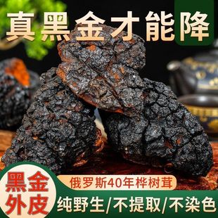 40年份俄罗斯桦树茸带黑金纯野生进口不提取桦褐孔菌白桦茸桦树