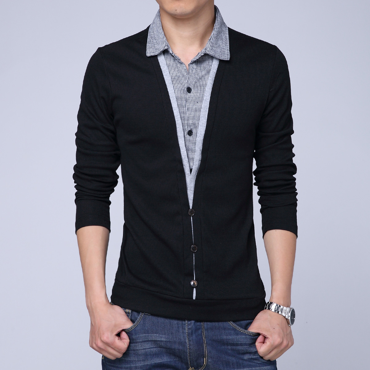 2020年衬衫领加肥加大码长袖T恤