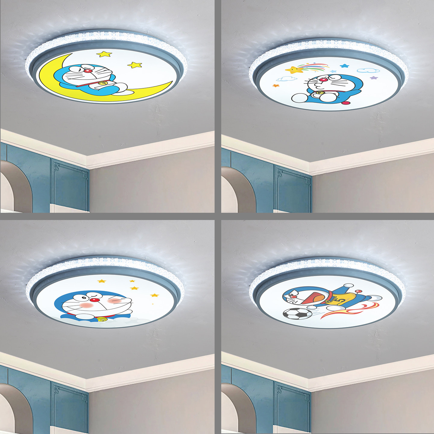 哆啦A梦创意铁艺儿童房灯护眼卧室灯叮当猫智能遥控led儿童吸顶灯