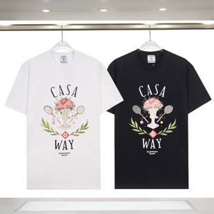 正确版本Casablanca卡萨布兰卡美式潮牌情侣宽松休闲男女短袖t恤