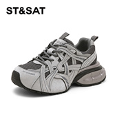 厚底增高运动休闲鞋 St&Sat 星期六春秋银色老爹鞋 女SSD3112CQU