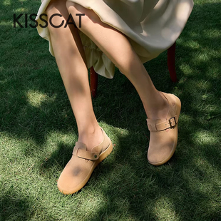 KISS CAT/接吻猫春秋新款牛反绒勃肯鞋两穿软底单鞋女KA65366-51