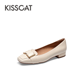 CAT 接吻猫春秋新款 羊皮方头浅口低跟通勤单鞋 KISS 女KA54118