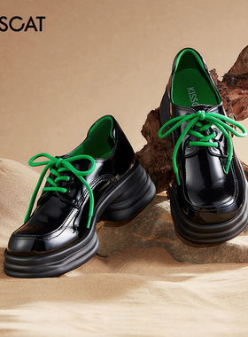 KISS CAT/接吻猫春秋专柜退款牛皮系带增高厚底单鞋女KA32646-50