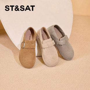 一脚蹬单鞋 牛皮圆头低跟勃肯鞋 女SSC3112C4Z 星期六春秋季 St&Sat