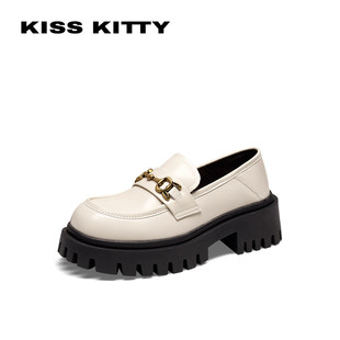 KISSKITTY春秋厚底乐福鞋马衔扣一脚蹬英伦小皮鞋女SA54151-36
