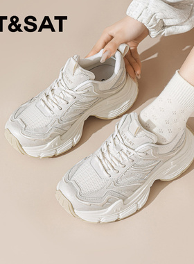 St&Sat/星期六春秋网面透气老爹鞋厚底系带休闲单鞋女SSE1112C6H