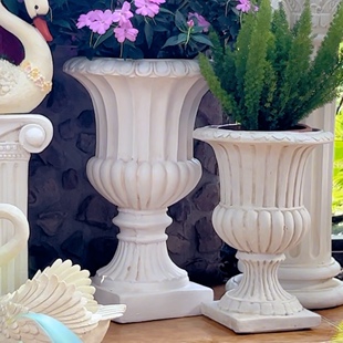 佳鲤推荐复古欧式罗马花盆大口径奖杯盆多肉花器落地高盆花园阳台