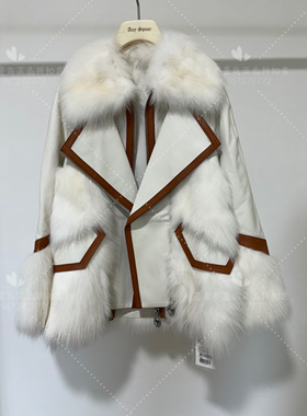 mixmax现货国内专柜正品代购狐狸毛加绵羊毛拼接皮草922320S030