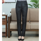 女式 中老年妈妈外穿直筒裤 冬款 昊群2020高腰羽绒裤 大码 加长白鸭绒