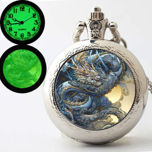 夜光十二生肖怀表复古翻盖石英表项链挂表龙蛇虎兔鼠牛定制图礼物