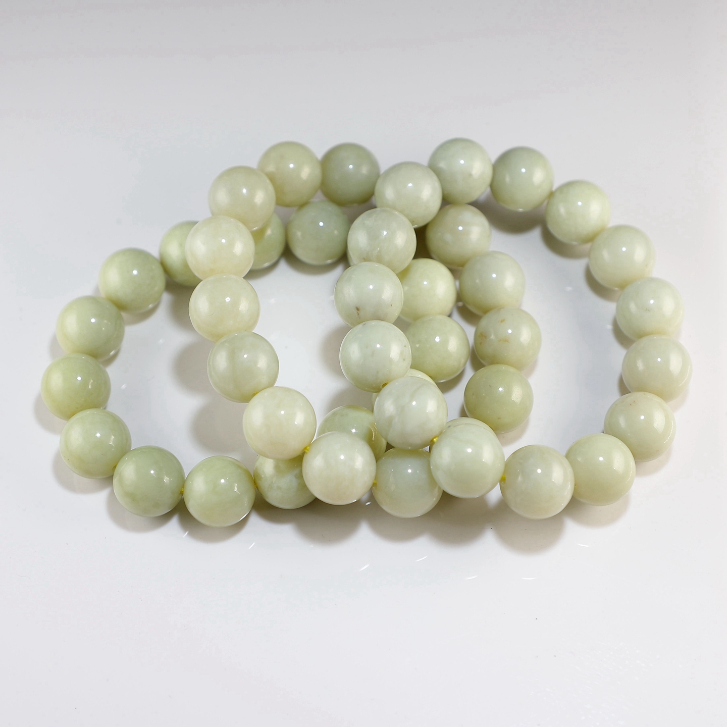 【福利价】天然和田玉手链 高性价比微瑕卡14青白玉男款手串 楼叔